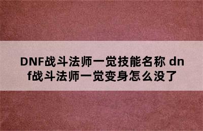 DNF战斗法师一觉技能名称 dnf战斗法师一觉变身怎么没了